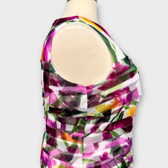 London Times Woman Tiered Ruffle Hem Cocktail Dress Plus Size 18W Floral Multi - Picture 11 of 15